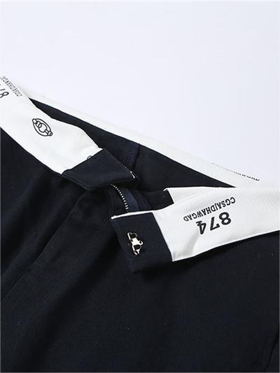 Dunkelblaue Hose mit geradem Bein und faltbarem Taillendesign