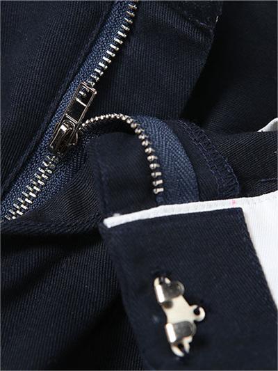 Dunkelblaue Hose mit geradem Bein und faltbarem Taillendesign