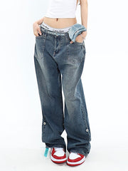 Baggy-Boyfriendjeans aus Denim mit Washed-Effekt