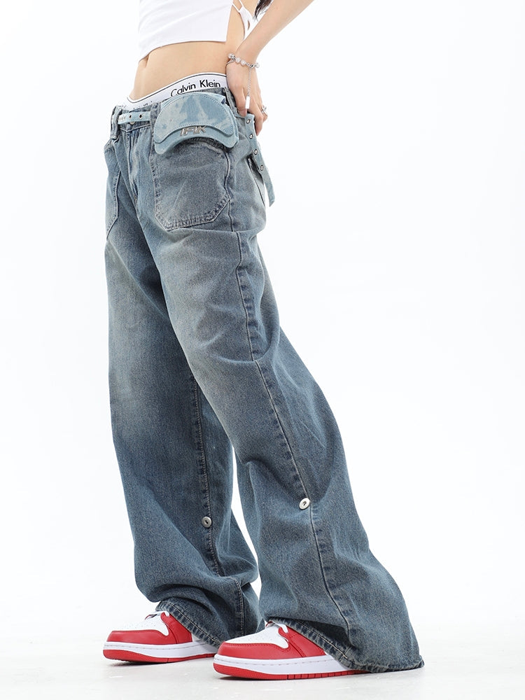 Baggy-Boyfriendjeans aus Denim mit Washed-Effekt