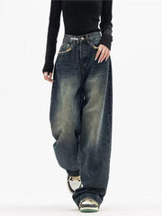 Baggy-Boyfriendjeans im Vintage-Look mit verwaschenem Effekt