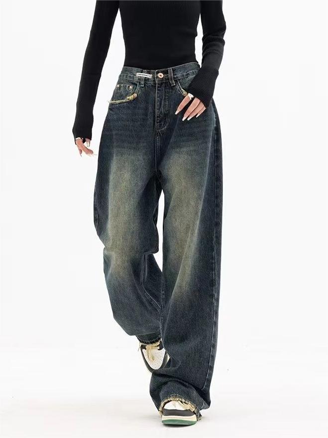 Baggy-Boyfriendjeans im Vintage-Look mit verwaschenem Effekt