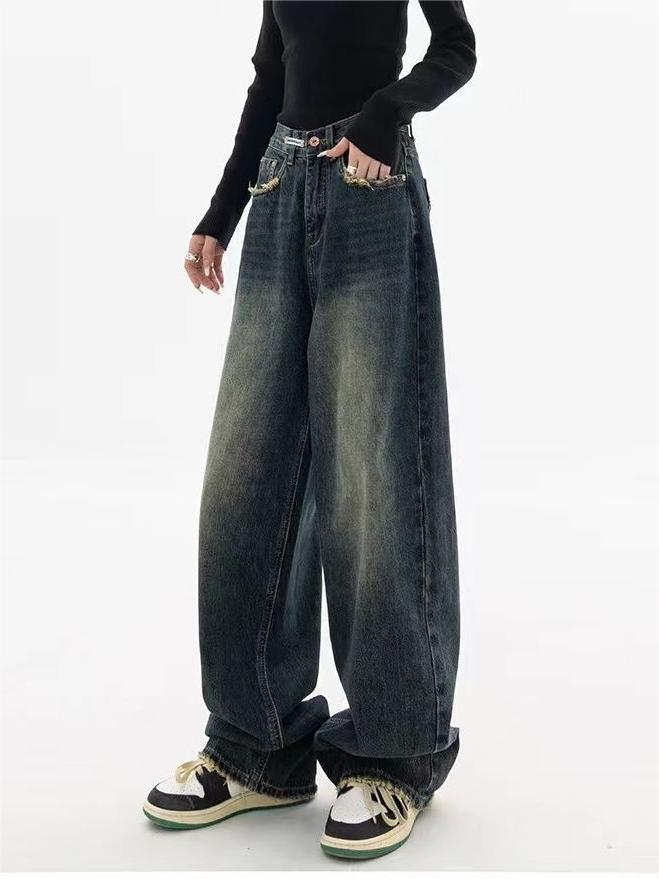 Baggy-Boyfriendjeans im Vintage-Look mit verwaschenem Effekt