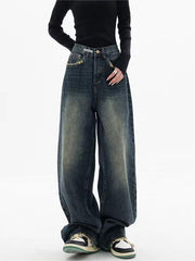 Baggy-Boyfriendjeans im Vintage-Look mit verwaschenem Effekt