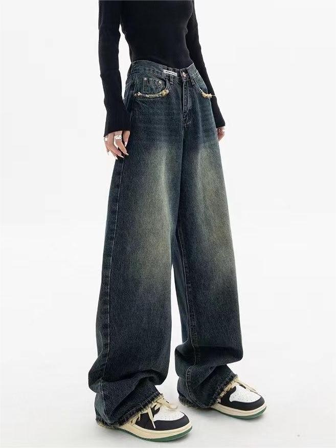 Baggy-Boyfriendjeans im Vintage-Look mit verwaschenem Effekt