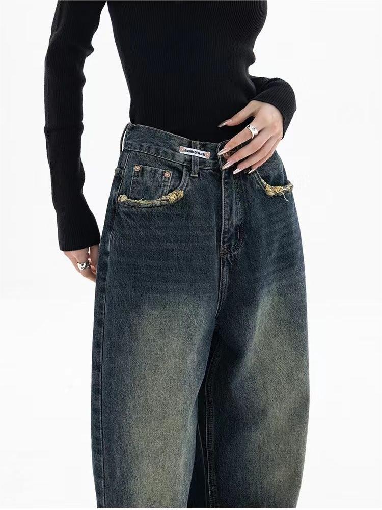 Baggy-Boyfriendjeans im Vintage-Look mit verwaschenem Effekt