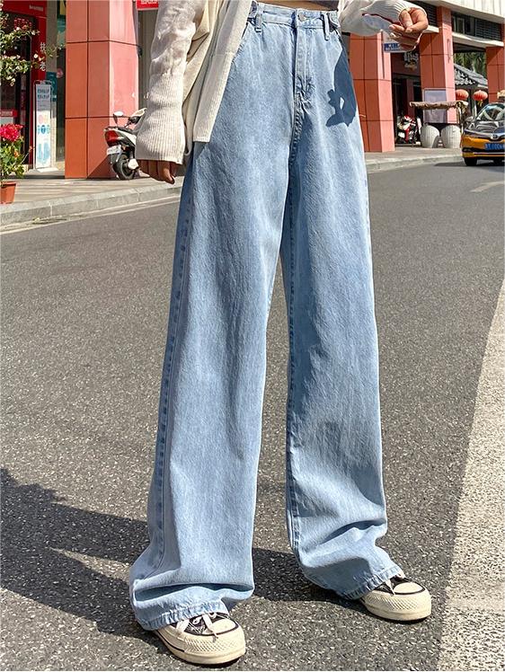 Baggy-Boyfriend-Basic-Jeans mit hoher Taille