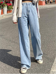 Baggy-Boyfriend-Basic-Jeans mit hoher Taille