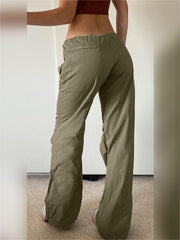 Grüne Cargohose mit geradem Bein und Taschen