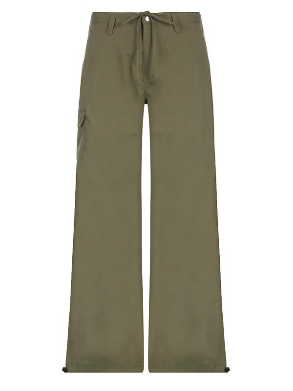 Grüne Cargohose mit geradem Bein und Taschen