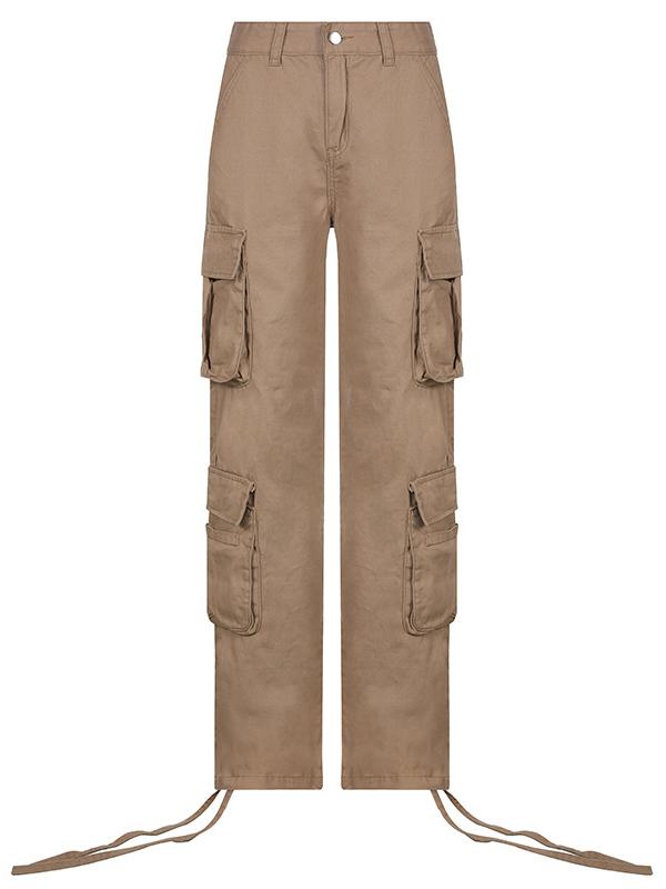 Braune Vintage-Cargojeans mit aufgesetzten Taschen