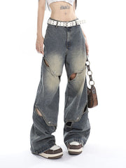 Baggy-Boyfriendjeans mit dekonstruiertem Washed-Effekt