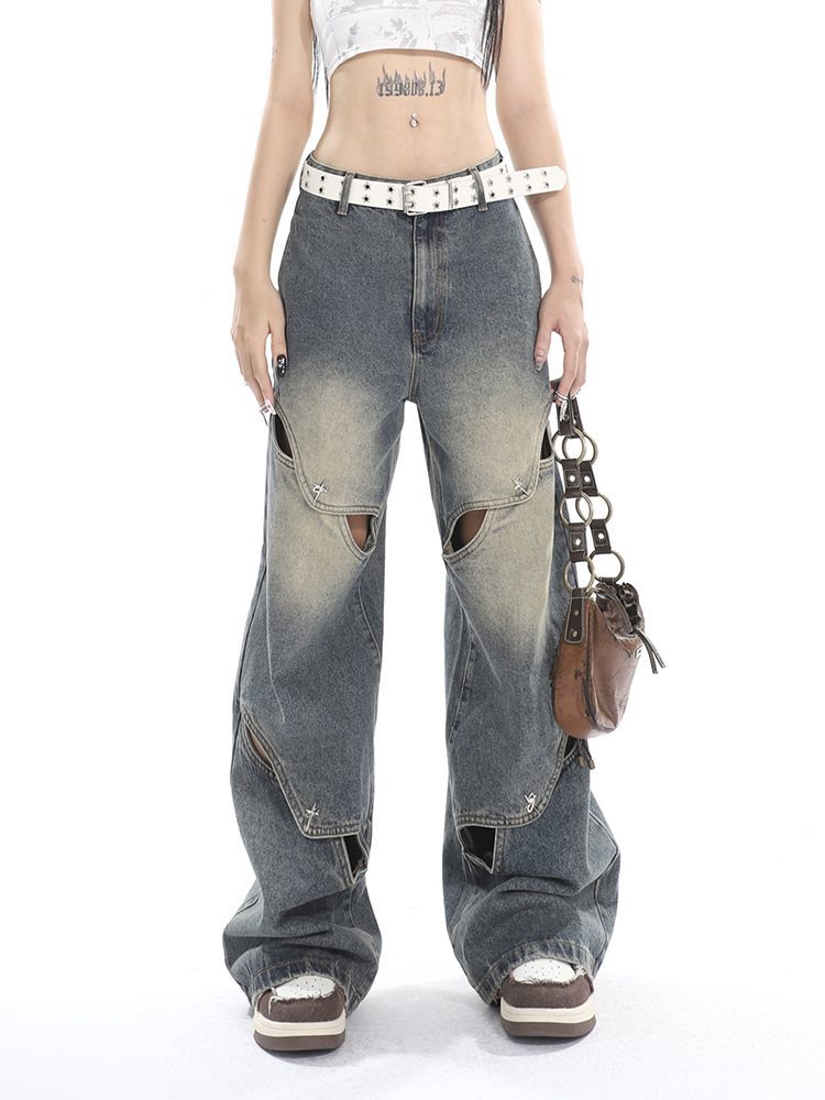 Baggy-Boyfriendjeans mit dekonstruiertem Washed-Effekt