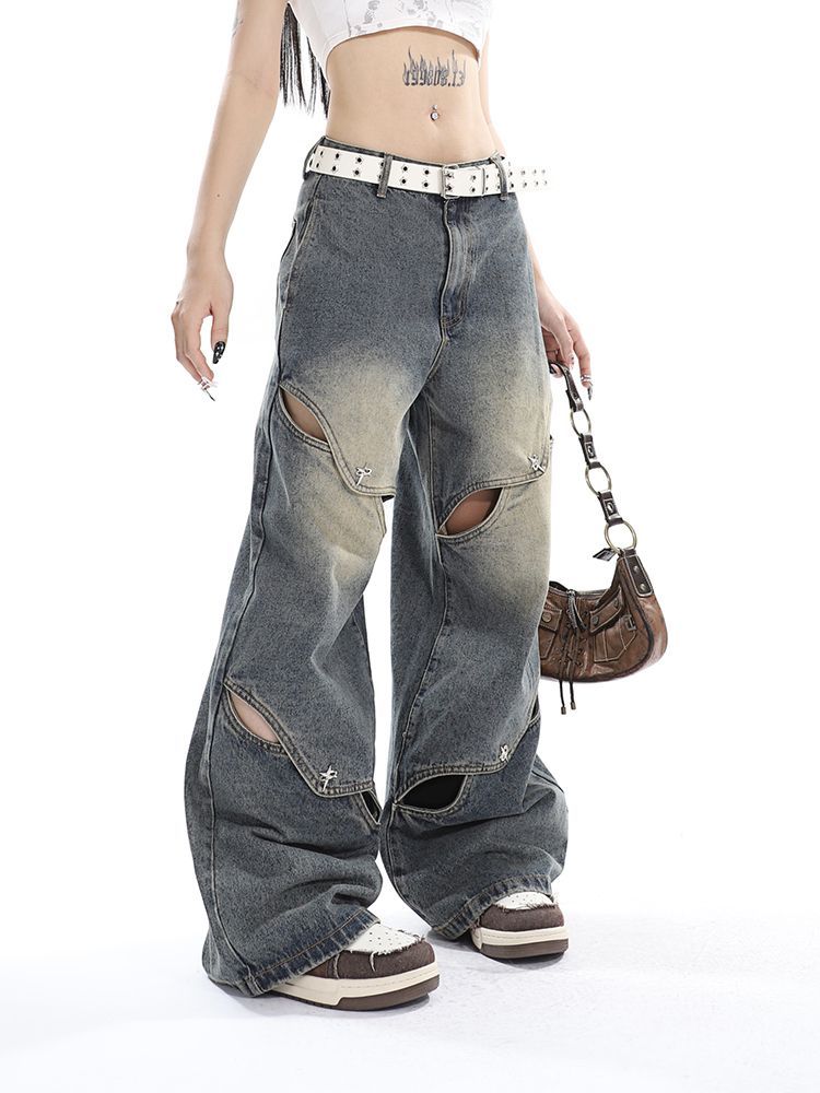 Baggy-Boyfriendjeans mit dekonstruiertem Washed-Effekt