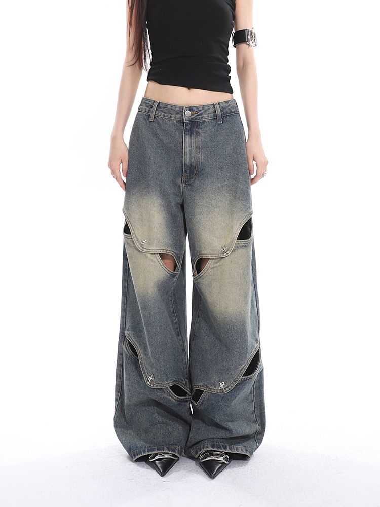 Baggy-Boyfriendjeans mit dekonstruiertem Washed-Effekt