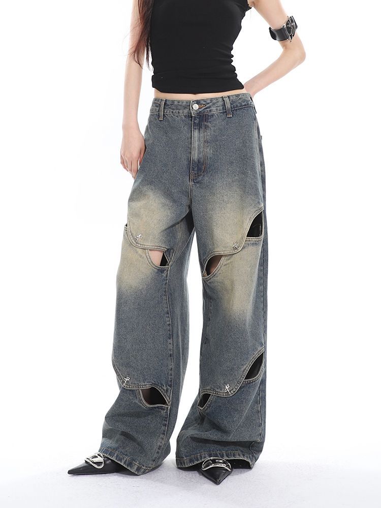 Baggy-Boyfriendjeans mit dekonstruiertem Washed-Effekt