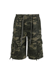 2000er Camouflage-Jeansshorts mit Kordelzug und dreidimensionaler Tasche