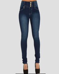 Button Front High Waist Skinny Jeans