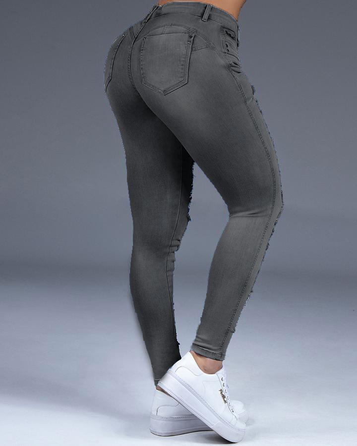 Extreme Distressed Stretch Butt Lifting Skinny Jeans