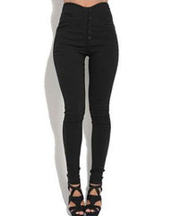 V Wired Detail Button Fly High Waist Skinny Jeans