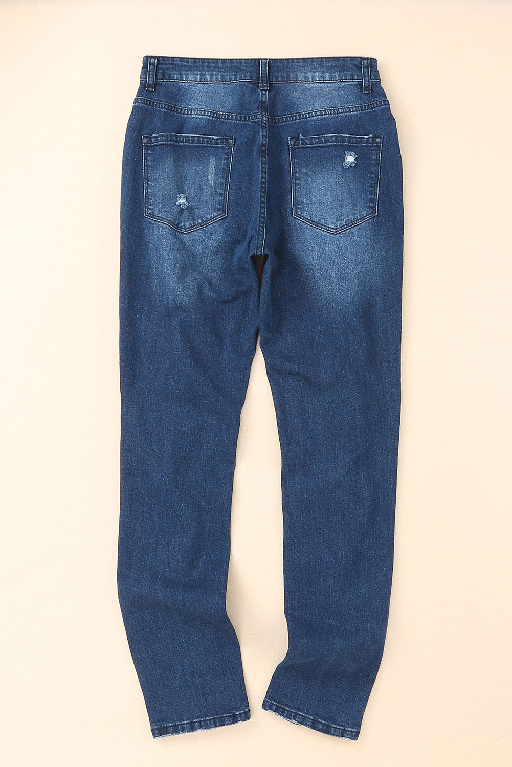 Blaue Skinny Jeans mit hoher Taille und Used-Look