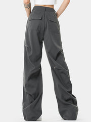 Grey Y2K Loose Cargo Pants