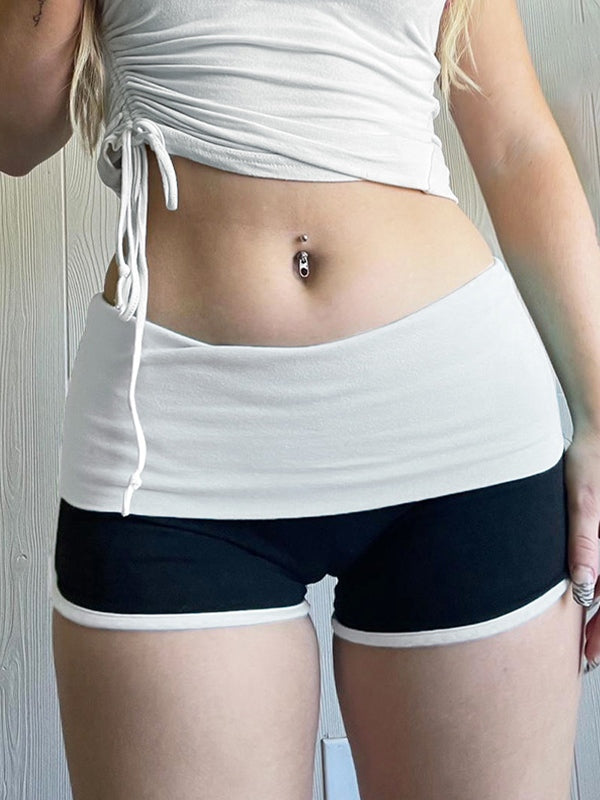 Shorts deportivos de tiro bajo con contraste