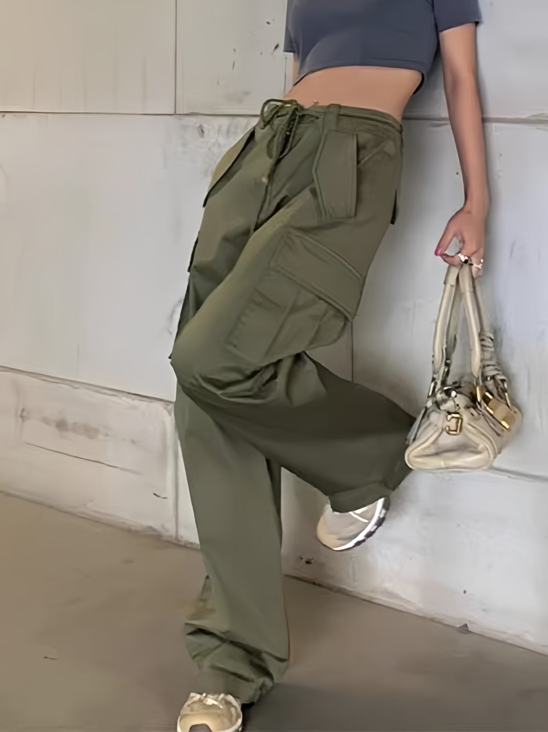 Hip Hop Cargohose mit mehreren Taschen und Kordelzug