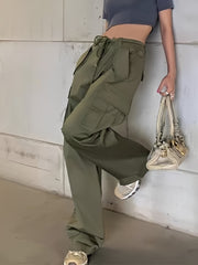 Hip Hop Cargohose mit mehreren Taschen und Kordelzug