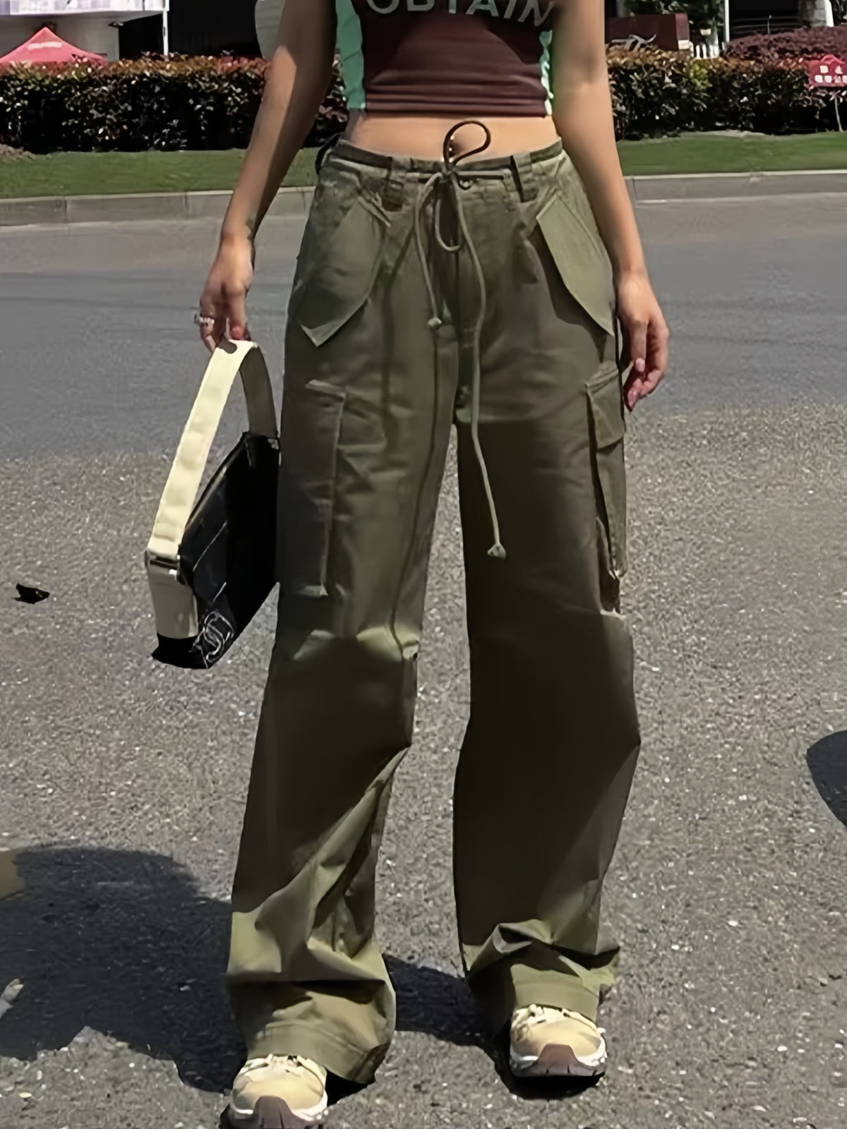 Hip Hop Cargohose mit mehreren Taschen und Kordelzug