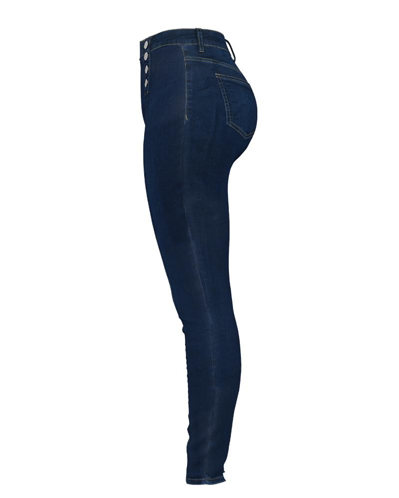 Double Breasted High Waist Skinny Jeans