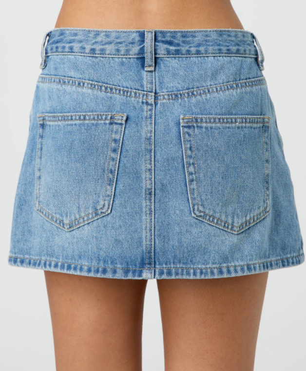 Slim Fit Stretch Washed Denim Mini Skirt