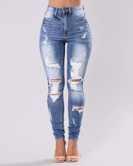 Knee Distressed Butt Lifting Skinny Jeans