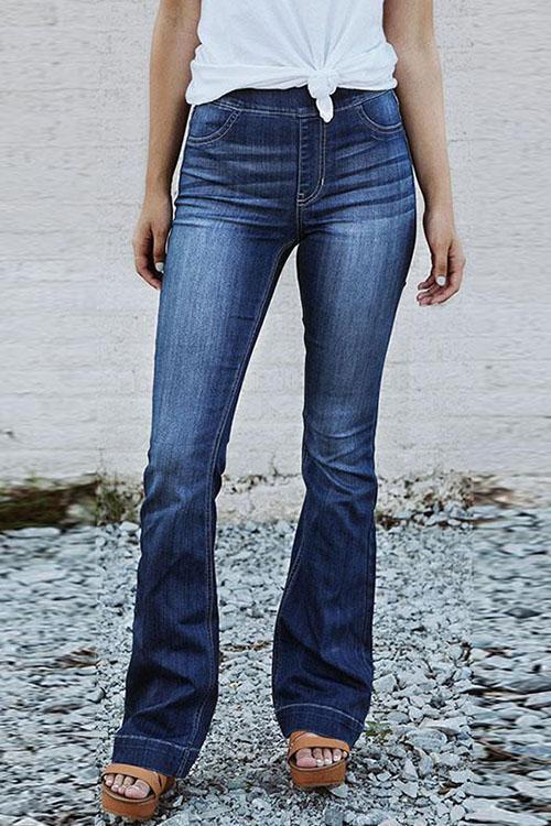 Denim Solid Mid Waist Jeans