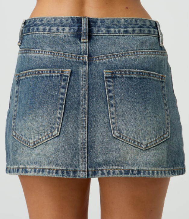 Slim Fit Stretch Washed Denim Mini Skirt