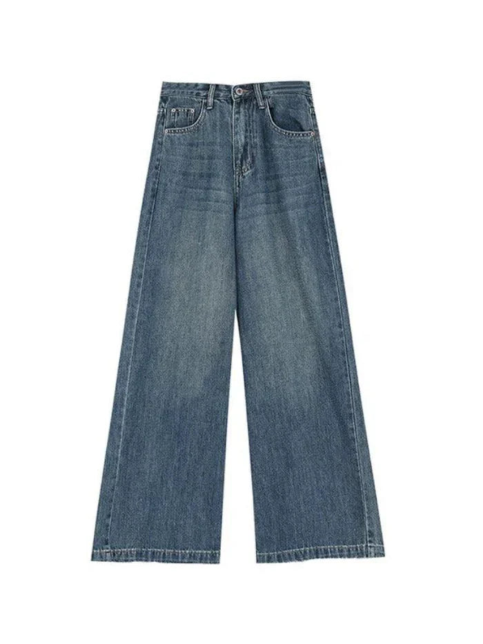 Blaue Vintage Vielseitige High Rise Baggy Boyfriend Jeans