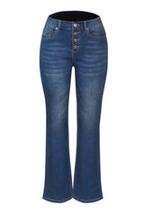 Button Fly Stone Wash Flare Jeans