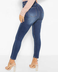 High Waisted Button Front Skinny Jeans