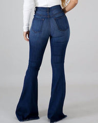 High Waist Ripped Flare Leg Jeans