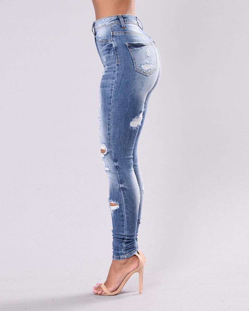 Knee Distressed Butt Lifting Skinny Jeans