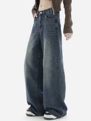 Vintage Washed Effect Baggy Boyfriend Jeans