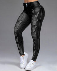 Extreme Distressed High Waist Skinny Jeans