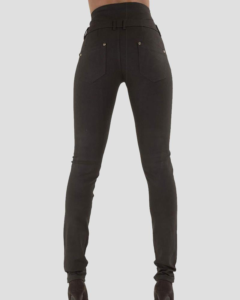 Button Front High Waist Skinny Jeans