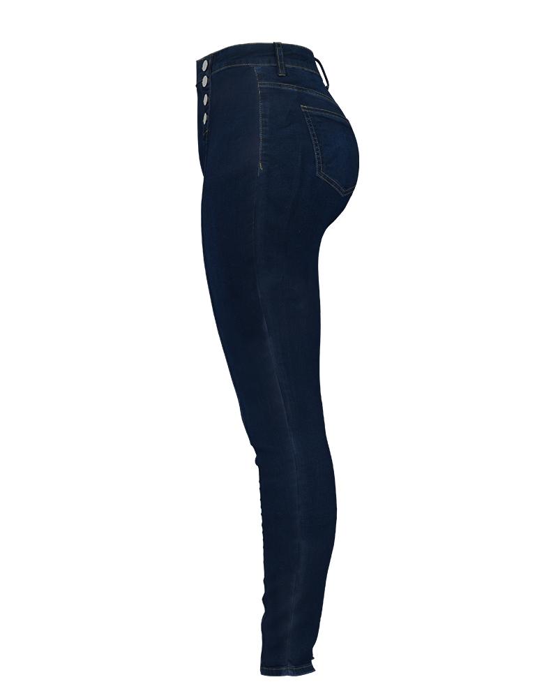 Double Breasted High Waist Skinny Jeans