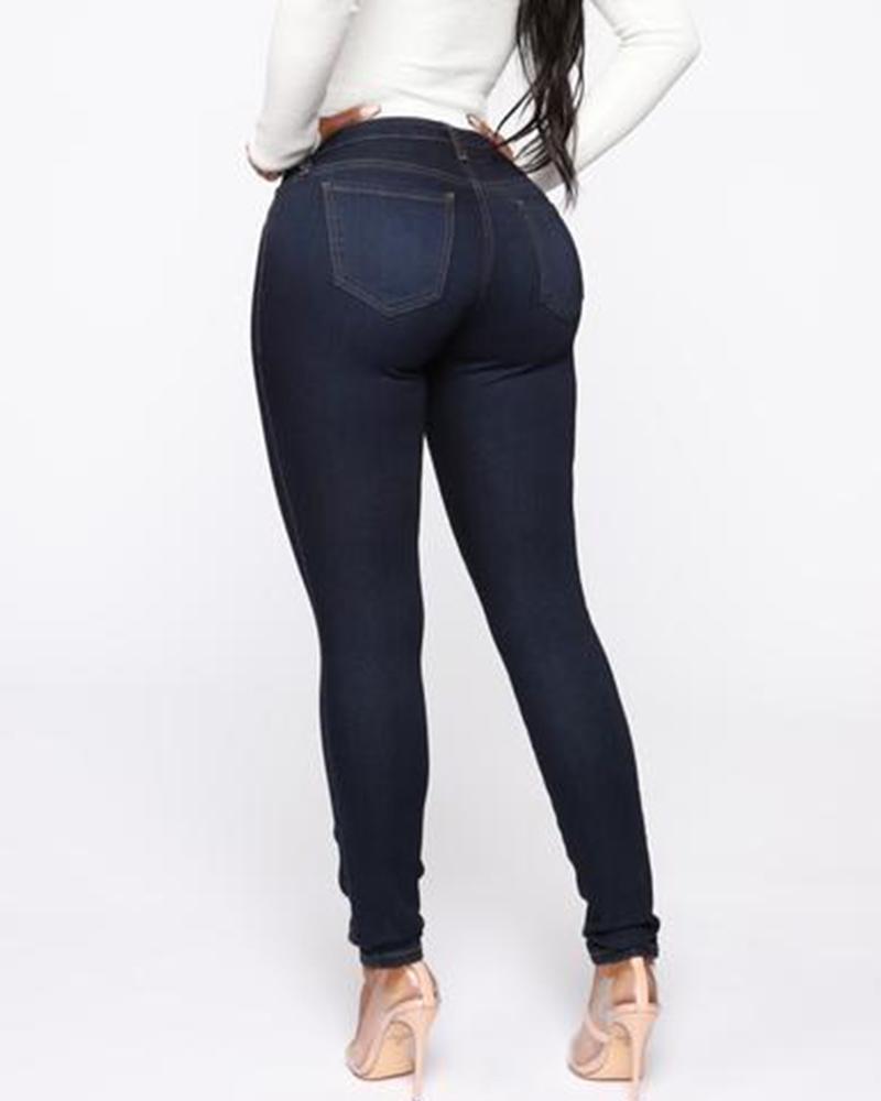 Elastic Low Waist Butt Lifting Jeans