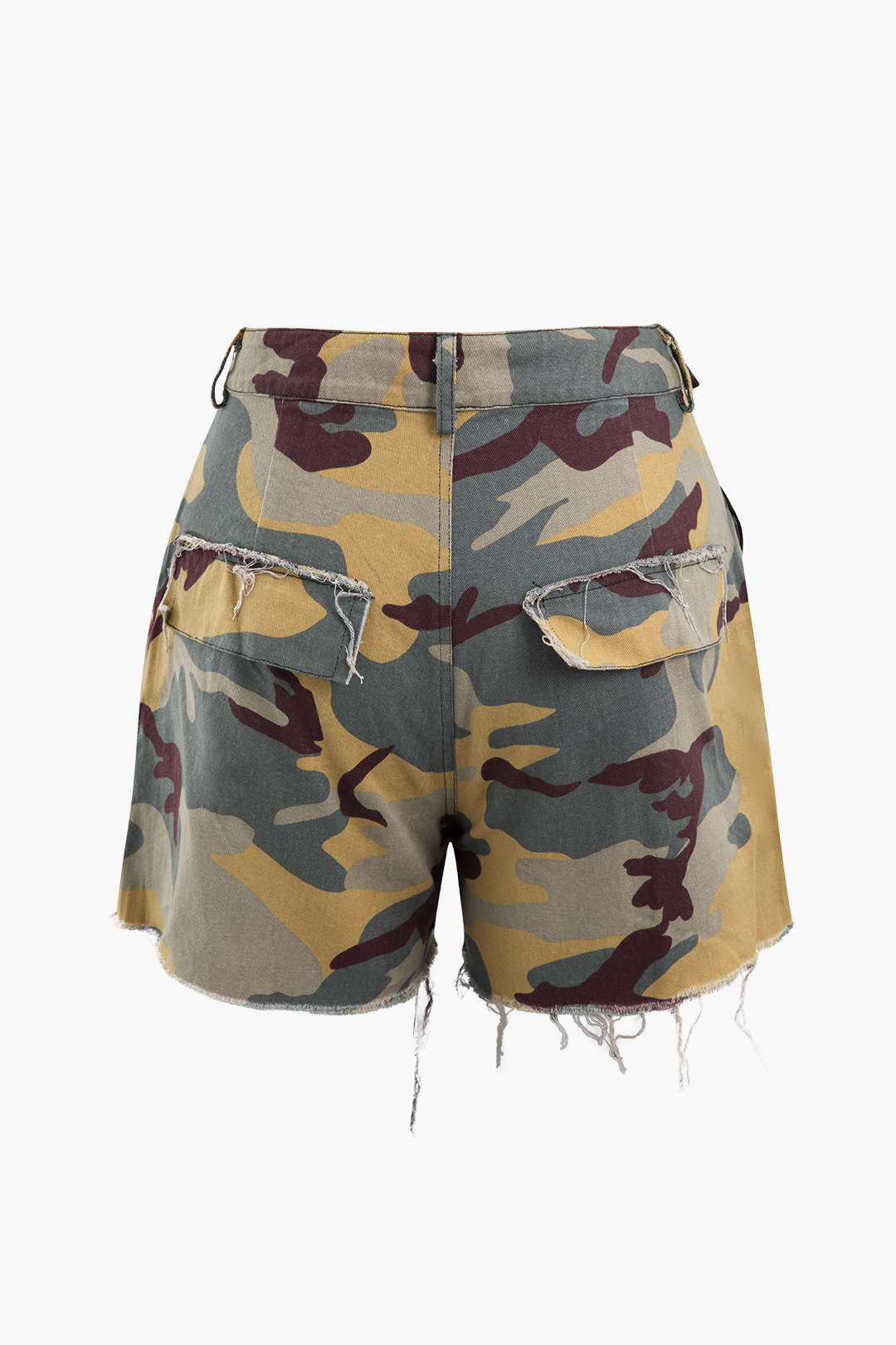Pantalones cortos cargo con lazos y diseño desgastado de camuflaje retro