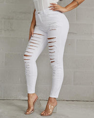 Plus High Waist Ladder Distressed Skinny Jeans