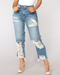 Ripped Distressed Straight Leg Crop Jeans