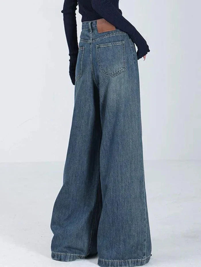 Blaue Vintage Vielseitige High Rise Baggy Boyfriend Jeans