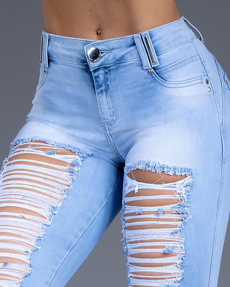 Extreme Distressed Stretch Butt Lifting Skinny Jeans